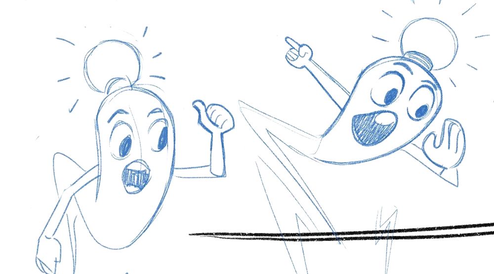 Two blue immune cells shouting and pointing.